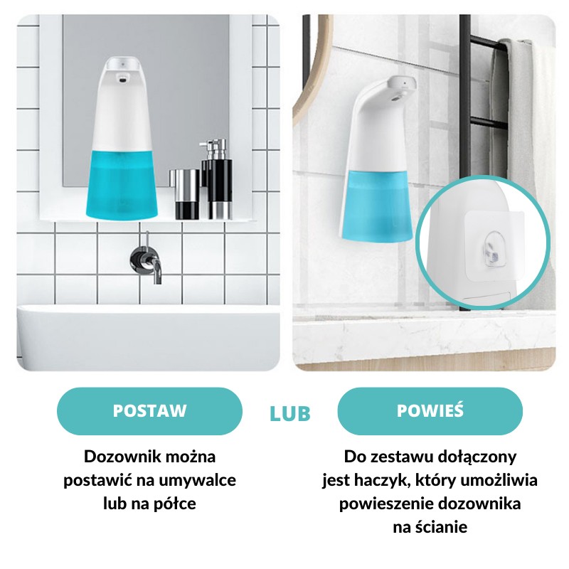 Automatyczny dozownik do mydła infografika