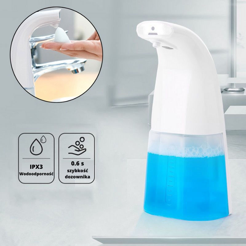 Automatyczny dozownik do mydła infografika