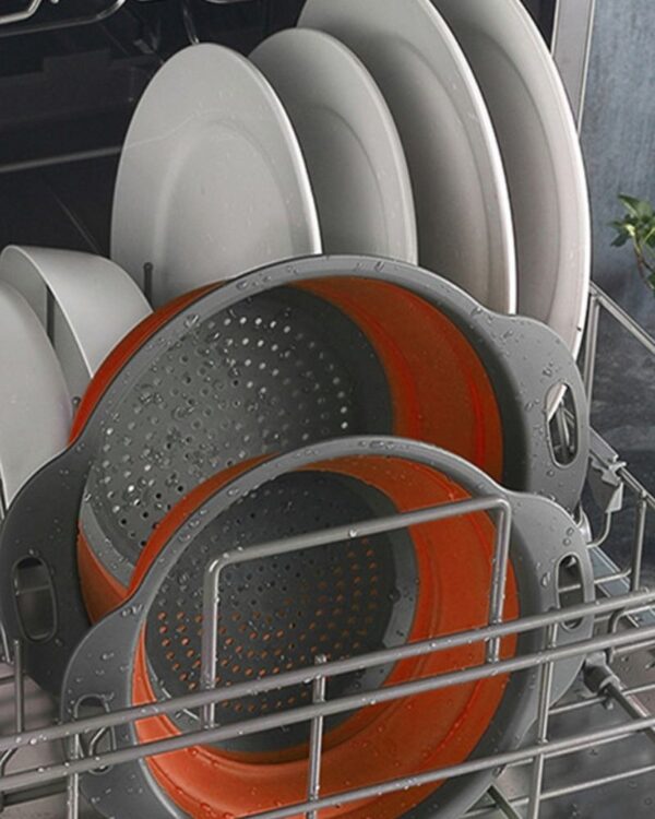 Durszlak silikonowy składany cedzak sitko ociekacz (11) Durszlak silikonowy składany cedzak sitko ociekacz w zmywarce