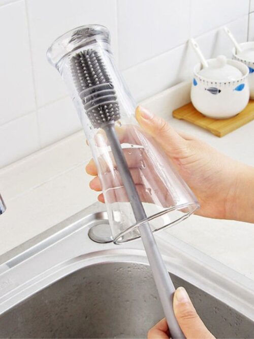 Szczotka silikonowa do mycia szklanek butelek długa