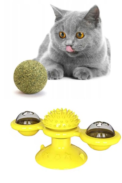 Zabawka dla kota interaktywna obrotowa LED + Kocimiętka GRATIS